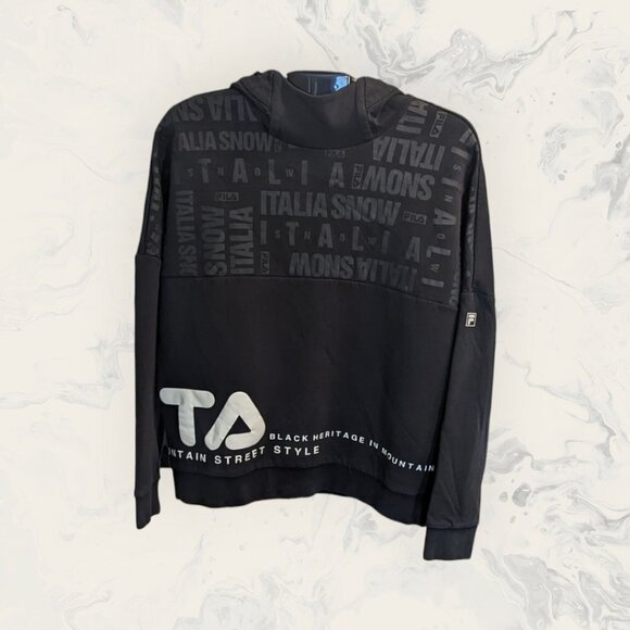 Fila Black Heritage In Mountain Street Style Logo Black Hoodie Size Large - Picture 2 of 13
